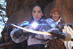 Sara N. Salazar and Justin McQueede in Gathering of Heroes: Legend of the Seven Swords (2018)