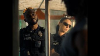 Grace LaRocca, Trevante Rhodes, and Frank Oakley III in Bruiser (2022)