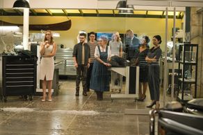 Ever Carradine, Brittany Ishibashi, Ryan Sands, Brigid Brannagh, Kevin Weisman, James Yaegashi, and Annie Wersching in R