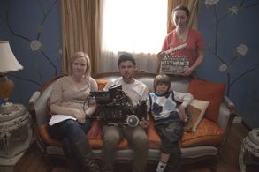 Richard on set with Hazel & Elwood