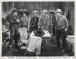 Lynton Brent, Edmund Cobb, John Judd, Charles King, Kermit Maynard, Stanley Price, and Marshall Reed in The Texas Kid (1