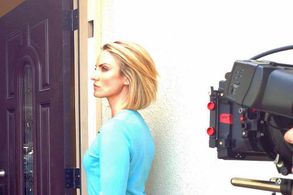 Carly Thomas Smith on the set of 