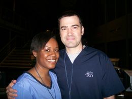 Teana-Marie Smith and Ron Livingston on the set of 