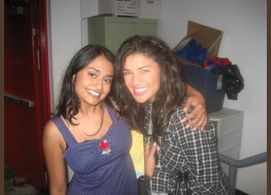 With Jessica Szohr while filming Gossip Girl