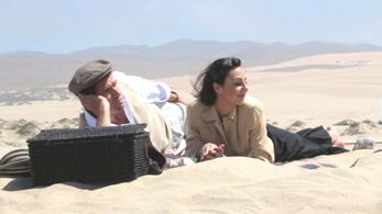 Fabrice Mougas (Jacques) and Rafaella Debest (Renee),on location - Guadalupe Dunes, California