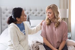 Caroline Mangosing and Anna Hardwick on the set of Orchid