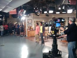 Nathan Davis and Maestro Harrell at curtain call on set of The Soul Man.