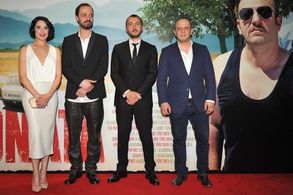 Ertan Saban, Serkan Keskin, Ali Atay, and Funda Eryigit at an event for Limonata (2015)