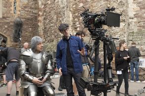 David Kerr & Rowan Atkinson on set of Johnny English Strikes Again