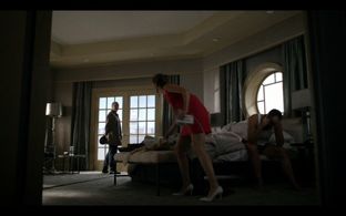 James Spader, Allison Jean White, and Misha Kuznetsov in The Blacklist.