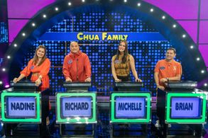 Brian Gumabao, Nadine Samonte, Michelle Gumabao, and Richard Chua in Family Feud Philippines (2022)