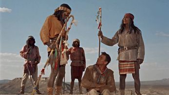 John Wayne, Rodolfo Acosta, and Michael Pate in Hondo (1953)