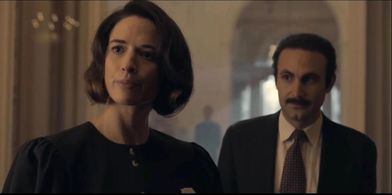 Carolina Lopes and Khalid Abdalla in The Crown: Mou Mou (2022)