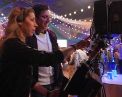 Melissa Kosar with Executive Producer Kenny Schwartz on the set of American Housewife.