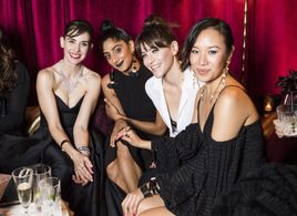Jackie Tohn, Alison Brie, Ellen Wong, and Sunita Mani at an event for 75th Golden Globe Awards (2018)