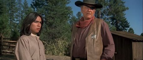 John Wayne and Richard Romancito in Rooster Cogburn (1975)