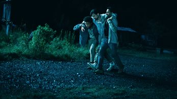 David Alpay, Shaun Majumder, and Corteon Moore in From: The Way Things Are Now (2022)