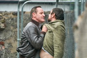 Andrew Dowbiggin (DS James Clarke) and Craig Gazey (Ozzie Peel) in The Bay, series 4.