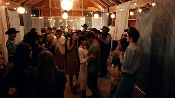 Jonathan Stoddard, Nathan Kehn, and Raechel Wong in Finding Love in Big Sky, Montana (2021)