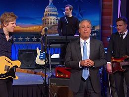 Jon Stewart, Spoon, Britt Daniel, and Rob Pope in The Daily Show (1996)