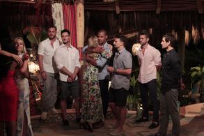 Jared Haibon, Sarah Herron, Nick Viall, Vincent Ventiera, Grant Kemp, Evan Bass, and Daniel Maguire in Bachelor in Parad