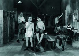 Charles Chaplin, Tom Dempsey, Harry Myers, and Victor Alexander in City Lights (1931)