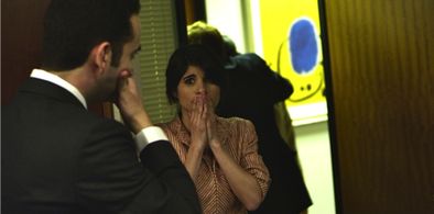 Romina on the set of The Insomniac.