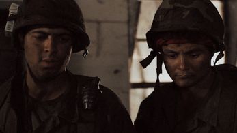 Kit Lang and Arturo Castro in Battle Scars (2020)