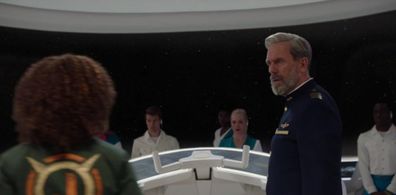 Marta Svetek as Bridge Crew on Avenue 5 with Hugh Laurie and Lenora Crichlow.