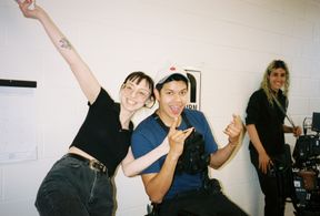 Echo Nguyen, Anthony Gomez, and Cecilia Melchor on set of Summa Culpa Laude (2022).