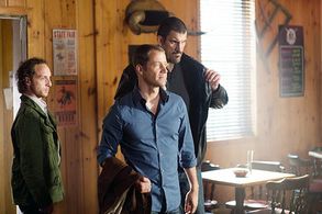 Sinister Man (Kyle Mitchell),William (Colin Ferguson) and Heavy (Robert Maillet) at the Oatley Taproom. Haven TV Show -