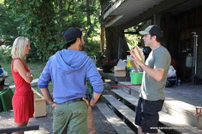 Discussing a scene with leads Behtash Fazlali and Debs Howard in The Evil In Us