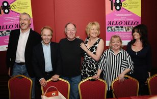 Arthur Bostrom, Richard Gibson, Kim Hartman, Sue Hodge, Vicki Michelle, and Guy Siner at an event for 'Allo 'Allo! (1982
