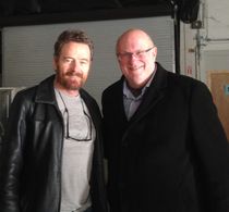 Bryan Cranston, Thomas Lee Wright on the set of 