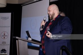 SEATTLE, WASHINGTON - OCTOBER 02: Samuel T. Weston accepts an award at the Seattle Film Festival Awards at the Courtyard