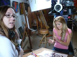 Elisabeth Fies directing star Chauntal Lewis on the set of the lauded feature THE COMMUNE.