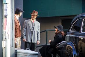 Christopher Amitrano, Travis Myers & Cara Pifko on SHARKSKIN set