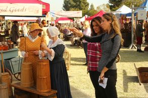 Melissa Kosar with Katy Mixon on the set of American Housewife (