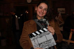 Melanie Penella on set The Zombinator Sergio Myers