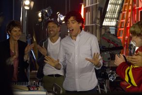 Tamsin Greig, Stephen Mangan, and Harry McEntire in Episodes (2011)