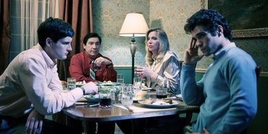 Courtney Love, Benito Martinez, Nico Tortorella, and Myko Olivier in Menendez: Blood Brothers (2017)