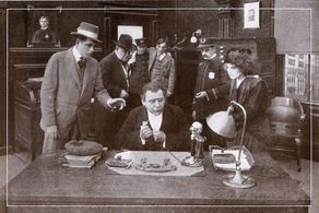 R. Henry Grey, Cleo Ridgely, and William H. West in The Thumb Prints on the Safe (1915)