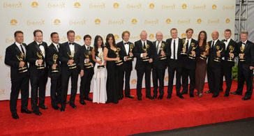 Jerry Bruckheimer, Phil Keoghan, Jonathan Littman, Bertram van Munster, and Elise Doganieri at an event for The 66th Pri