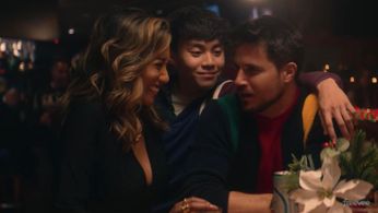 Still of Steven Huy, Robbie Amell and Donna Benedicto in EXmas