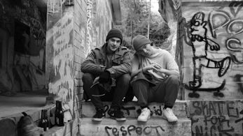 Nicholas Burton and Zoe Terakes on the set of BRACE (2020)