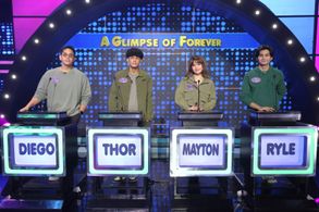 Thor Gomez, Diego Loyzaga, Mayton Eugenio, and Ryle Paolo Santiago in Family Feud Philippines (2022)
