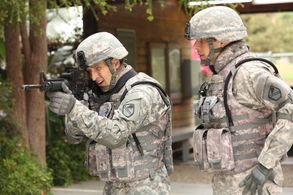 Christopher Lowell and Parker Young in Enlisted (2014)