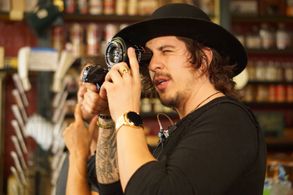 Derek on the set of Camping