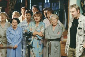 The women of Knapely (left to right, front row: Lesley Staples, Angela Curran, Julie Walters, Rosalind March, Penelope W