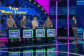 Dingdong Dantes, Junell Hernando, Cholo Escaño, Sydney Sacdalan, and Boogie Bugayong in Family Feud Philippines (2022)